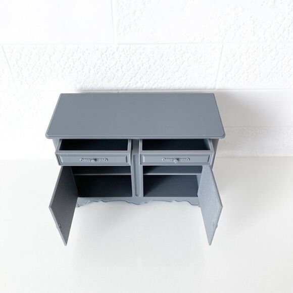 Barbie Miniature Dollhouse Gray French Cabinet Sideboard 1:6 Scale 3D Printed - Picture 4 of 5